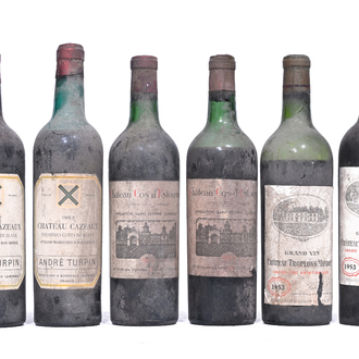 1953 Château Cazeaux, Château Cos d'Estournel, Château Troplong Mondot, 6 bottles