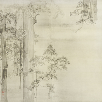 Ikeda Koson (1803-1868): Cypress trees, collotype on paper
