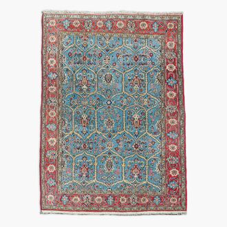 A Persian Qom (Qum/Ghom) Kork rug with floral design, wool on cotton, 20th C.