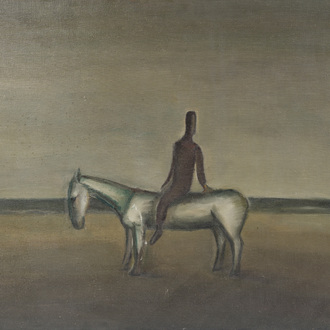 Carl Hensler (19ème/20ème siècle): Cavalier à cheval, huile sur toile, daté (19)32