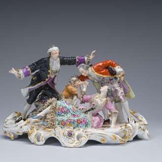 Groupe en porcelaine de style Meissen figurant le 'Colin-maillard', probablement Dresden, Allemagne, 19ème siècle