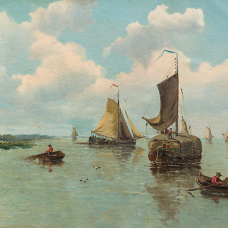 B. Nilijs (19de/20ste eeuw): Marine, huile sur toile