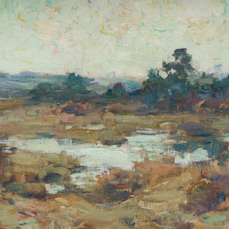 Emile Van Doren (1865-1949): 'Les fondrières de Staelen', huile sur toile