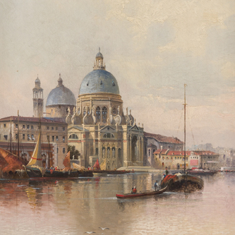 Karl Kaufmann (1843-1905): Vue de Santa Maria della Salute à Venise, huile sur panneau, daté (18)99