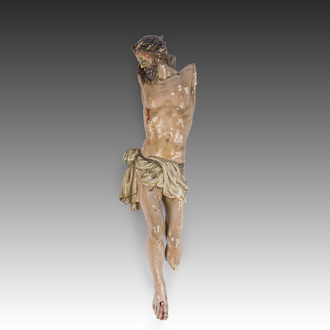 Christ en bois sculpté et polychromé, Flandres, 17ème siècle