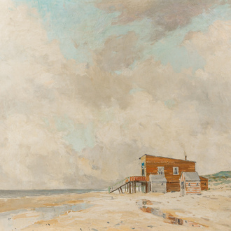 École belge: 'Hôtel du Kursaal' à La Panne, huile sur toile, 19ème/20ème siècle
