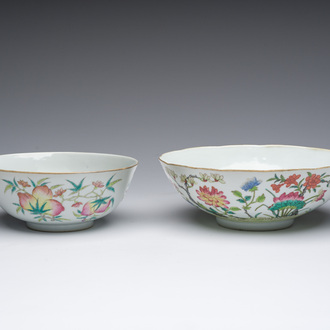 Deux bols en porcelaine de Chine famille rose, marque et époque de Tongzhi