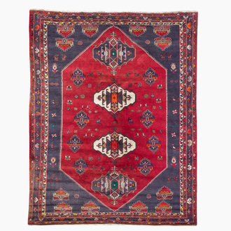 Tapis oriental de type Kelardasht à décor floral géométrique, laine sur coton, troisième quart du XXe siècle