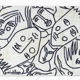 Jean Charles de Castelbajac (1949) pour Tai Ping carpets: 'Visages', tapis en laine noir et blanc