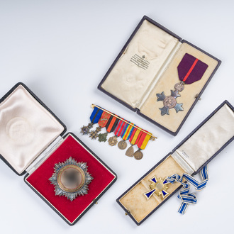 A varied collection of military decorations, including a Deutsches Kreuz (1941), WWI and an English silver 'For God and the Empire', 20th C.