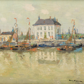 Luc Kaisin (1901-1963): Vue du quai, huile sur toile