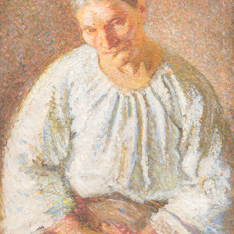 École belge: Portrait d'une dame âgée, huile sur toile, 19ème/20ème siècle