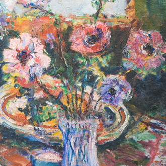 Pierre Thevenet (1870-1937, à la manière de): Nature morte de fleurs, huile sur toile