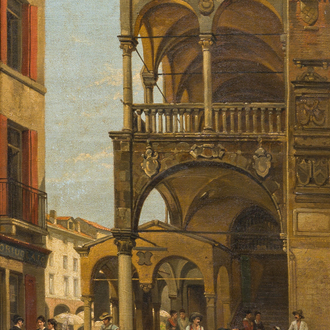 Jacques François Carabain (1834-1933): 'Une vue de la Piazza d'Erbe à Padoue' (Piazza delle Erbe, Padua), oil on canvas