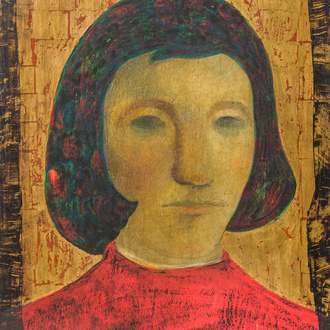 Antoon Catrie (1924-1977): Portrait of a young lady, tempera on panel