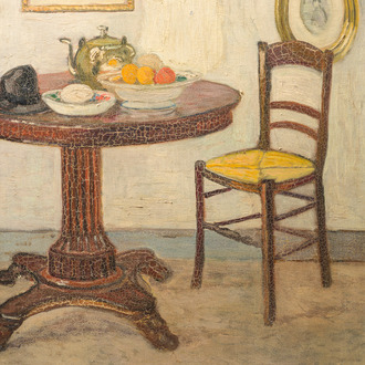 Louis Thevenet (1874-1930): Quiet interior, oil on canvas, dated 1921