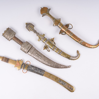 Four North African brass and silver daggers, Morroco and Algeria, 19th C.