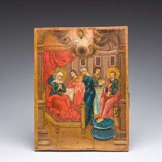 Een Russisch-orthodox 'De geboorte van Maria' icoon, 19de eeuw