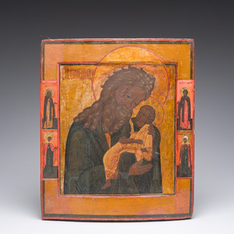 A Russian orthodox 'Saint Simeon the God-receiver (Theodore)' icon, 19th C.