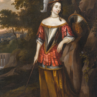 Dutch school, circle of Constantijn Netscher (1668-1723): Portrait of a noble lady as Pallas Athena, oil on canvas, 17th C.