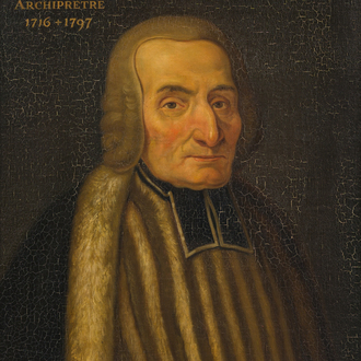 Belgian school: Portrait of the archpriest J.B. Van Roo, oil on panel, 19th C.
