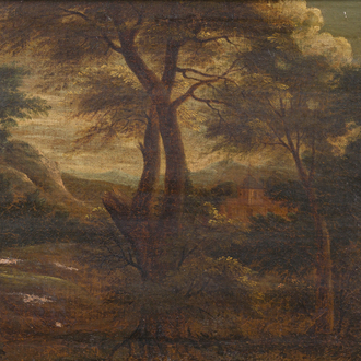 Dutch school: Landscape with a country house, oil on canvas, 18th C.
