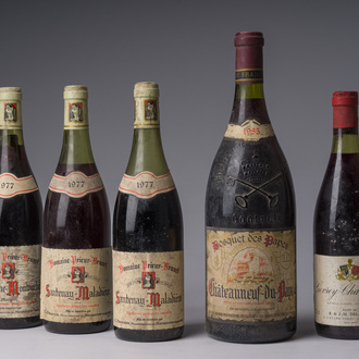 1977-1985 Varied collection, a.o. Domaine Prieur-Brunet Morgeot, Châteauneuf-Du-Pape, 5 bottles