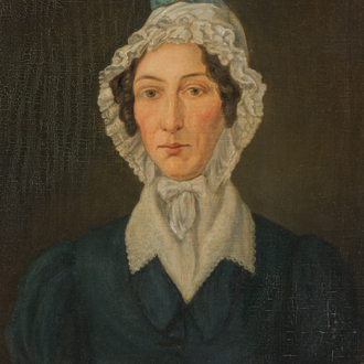 Belgian school: Portrait of Barbe Cecile Constance van Hille, oil on panel, 19th C.