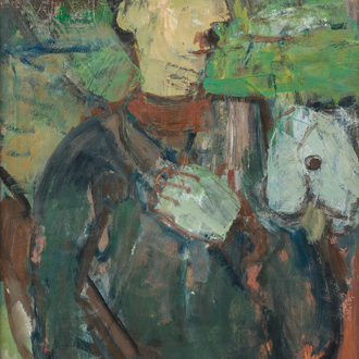 Constant Lambrecht (1915-1993): On the farm, oil on paper