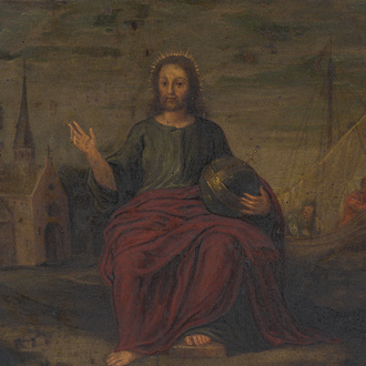 Flemish school: Salvator Mundi, oil on copper, late 17th C.