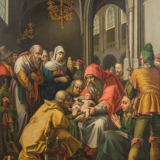 Flemish school, follower of Hendrick Goltzius (1558-1617): The circumcision of Christ, oil on canvas, 17th C.