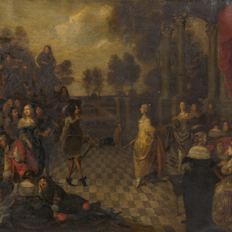 Flemish school, circle of Hieronymus Janssens (1624-1693): The court dance, oil on canvas, 17th C.