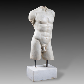 Italian school: Torso of a young man after the antique, marble, 20th C.