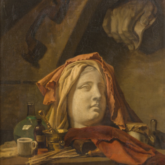 Frans van Kuyck (1852 - 1915): Still life in the artist's studio, oil on canvas, dated June 3 1869