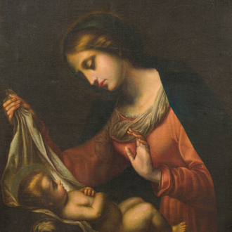 European school, follower of Carlo Dolci (1616-1686): Madonna and Child, oil on canvas, late 18th C.