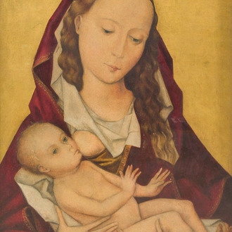 Flemish school, follower of Hans Memling (1430-1484): Mary with Child, oil on copper, 19th/20th C.