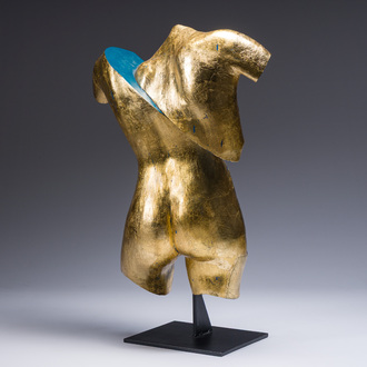 Davy Van Roy (1979): A richly gilt and painted plaster sculpture in the shape of a woman's body