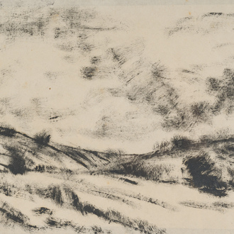 Monogrammed A.C. (Amédée Cortier, 1921-1976): Dune view, mixed media on paper
