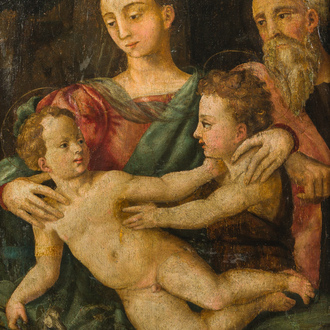 Italian school: The Holy Family with John the Baptist, oil on panel, 16th C.