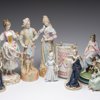 A varied collection of biscuit and porcelain sculptures, 19th/20th C.