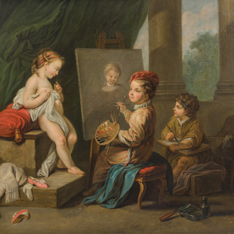 French school, follower of Charles-André (Carle) Van Loo (1705-1765): Allegory of painting, oil on canvas, late 18th C.