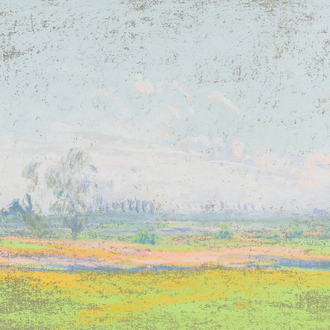 Rodolphe De Saegher (1871-1941): Summer landscape, pastel on paper