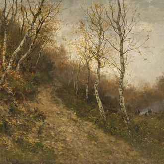 Charles Pauli (1819-1880): Animated forest landscape, oil on canvas, dated (18)79