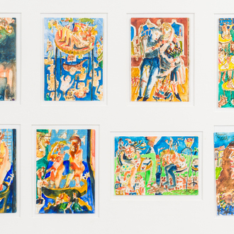 Koen Scherpereel (1961-1997): Eight various works, watercolour on paper, dated (19)94