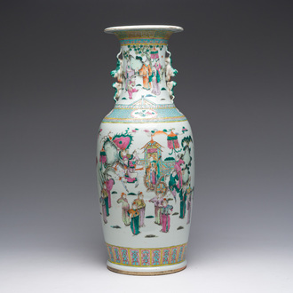 A Chinese famille rose vase with palace scenes, 19th C.