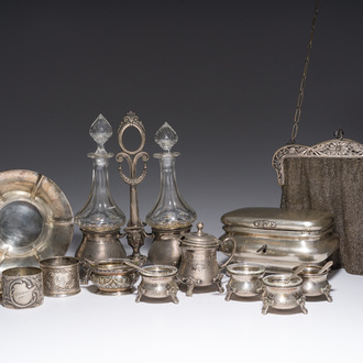 A varied collection of silver items, various styles and origins, a.o. Belgium and Germany, 19th/20th C.