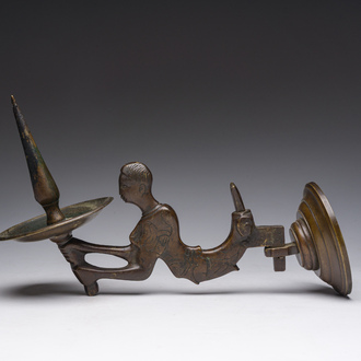 A bronze luster fragment mounted as a wall sconce, Germany or Flanders, 16th C. and later