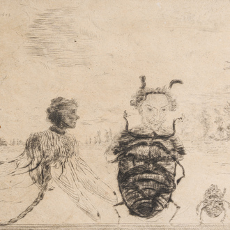 James Ensor (1860-1949): Insectes singuliers, drypoint etching on Japanese paper, dated 1888