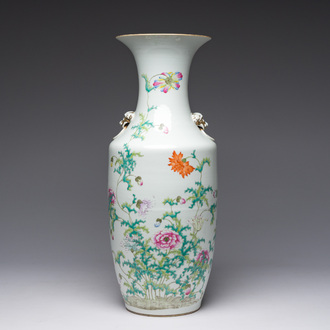 A Chinese famille rose vase with fine floral design, Hongxian mark, Republic
