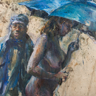 Sam Drukker (1957): 'Regen', oil on canvas, dated 1996